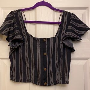 Navy with white stripes crop top
